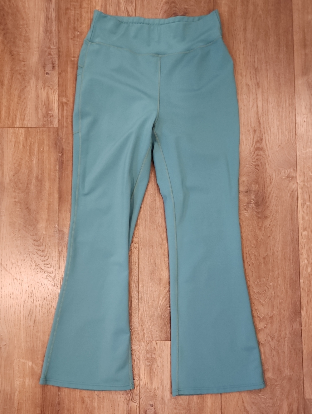 Popfit Flare Leg Yoga Pants Athleisure Turquoise Casual Pull On Pants size 2XL